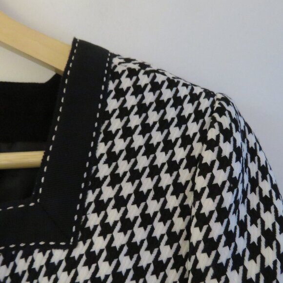 TAHARI Houndstooth Structured Blazer Academia Black White Officecore 2 Petite - Picture 5 of 14